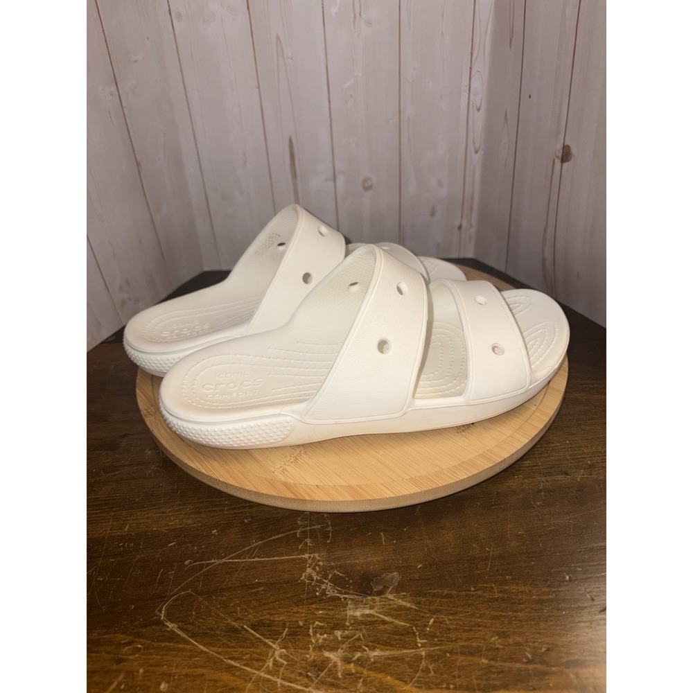 Crocs Comfort Slides White‎ Two Strap Sandals Casual Summer Essential W7/M5